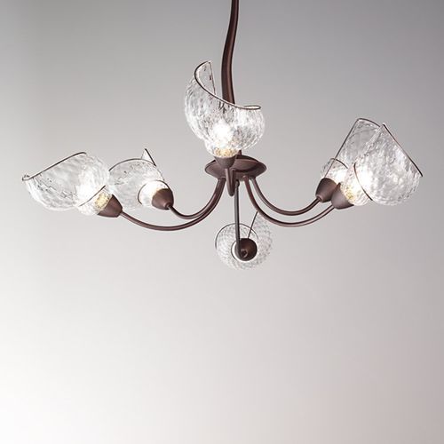 Moderner Kronleuchter - CHIOCCIOLA - Siru Lighting - Metall / geblasenes Glas / 6 Glühbirnen