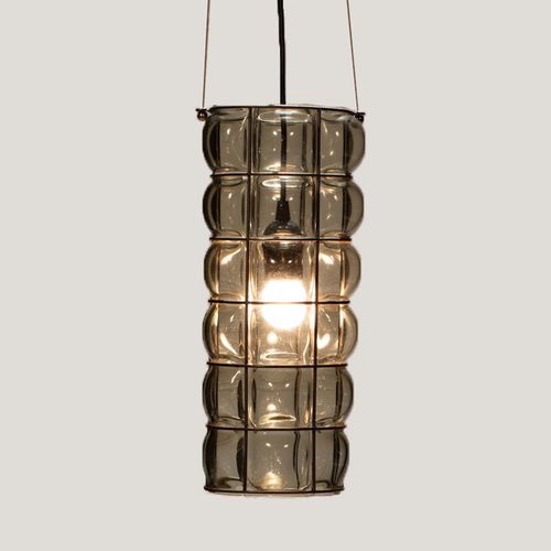 Hängelampe - CORNO DUCALE - Siru Lighting - Metalldraht / Rauchglas / geblasenes Glas