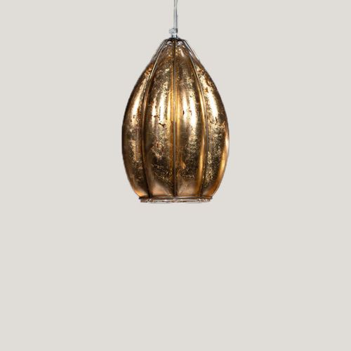 Hängelampe - FOGLIA ORO - Siru Lighting - Kristall / Goldfolie / modern