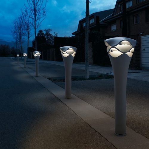 Leuchtpoller für öffentliche Bereiche - CORNET B/77 - BOVER Barcelona - modern / Aluminium / Edelstahl