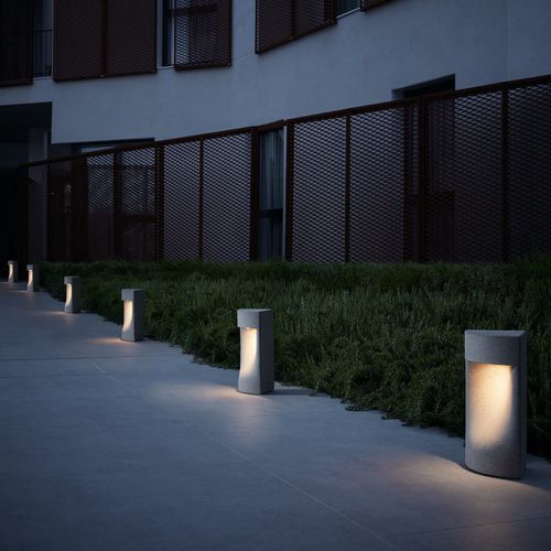 Leuchtpoller für Garten - MOAI B/35 - BOVER Barcelona - modern / Edelstahl / Eisen