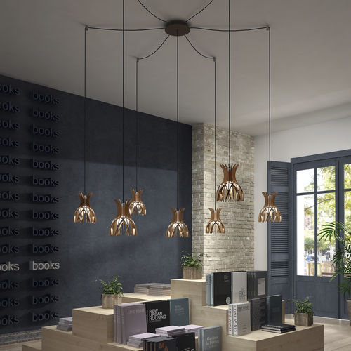 Hängelampe - DOMITA S/20/7L - BOVER Barcelona - Aluminium / Holz / modern