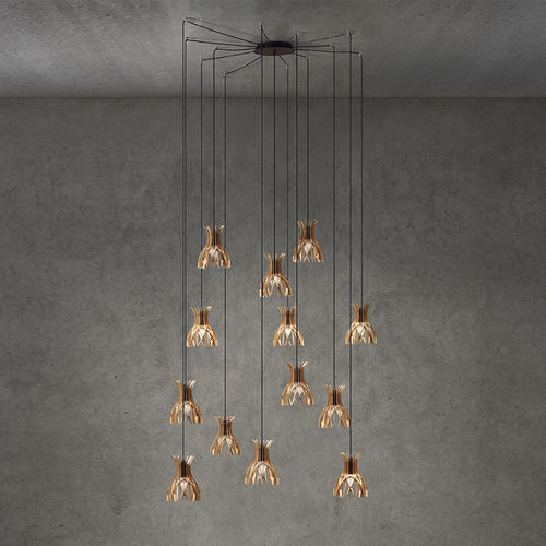 Hängelampe - DOMITA S/20/13L - BOVER Barcelona - Aluminium / Holz / modern