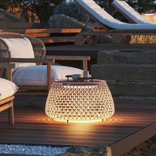 Moderner Beistelltisch - Nans Bag/38 - BOVER Barcelona - Teakholz / Aluminium / Edelstahl