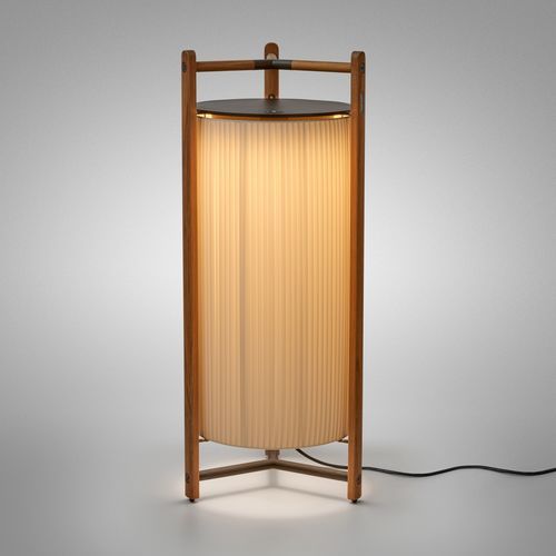 Bodenlampe - Kando P/111 - BOVER Barcelona - Aluminium / Teakholz / Polycarbonat