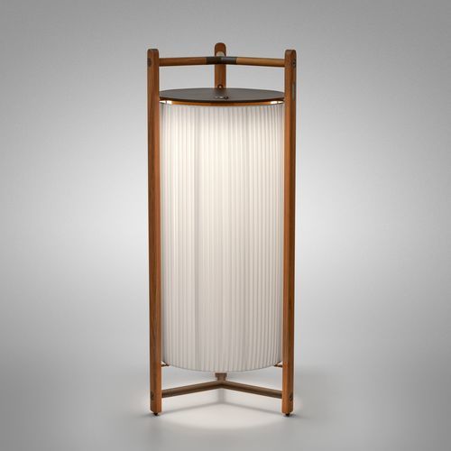 Bodenlampe - Kando P/111/R - BOVER Barcelona - Aluminium / Teakholz / Polycarbonat