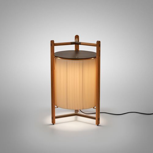 Bodenlampe - Kando P/76 - BOVER Barcelona - Aluminium / Teakholz / Polycarbonat