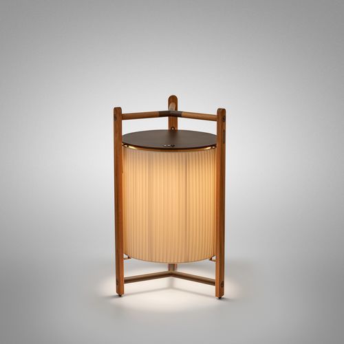 Bodenlampe - Kando P/76/R - BOVER Barcelona - Aluminium / Teakholz / Polycarbonat