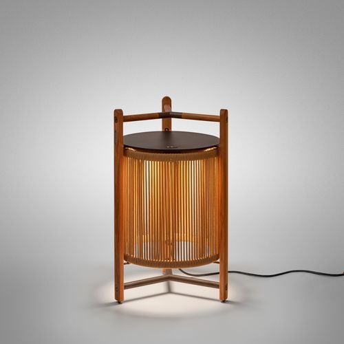 Bodenlampe - Kando P/76  - BOVER Barcelona - Aluminium / Teakholz / Polycarbonat