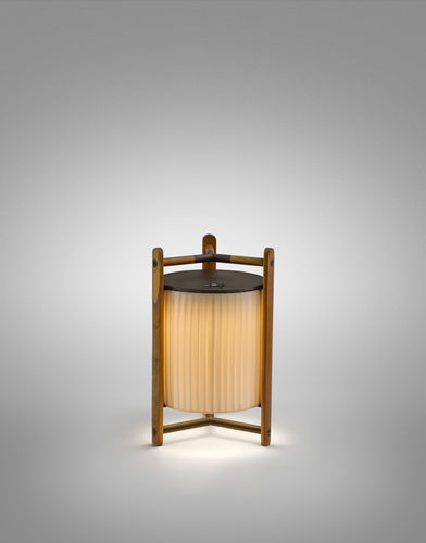 Tischlampe - Kando M/40/R - BOVER Barcelona - Aluminium / Teakholz / Polycarbonat