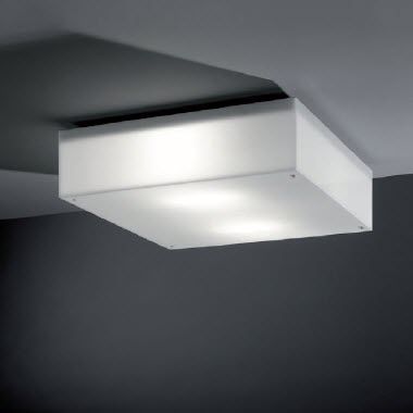 Moderne Deckenleuchte - AQUARIUM: AQ IP 4 - Ateh, spo. - quadratisch / gebürsteter Edelstahl / Plexiglas®