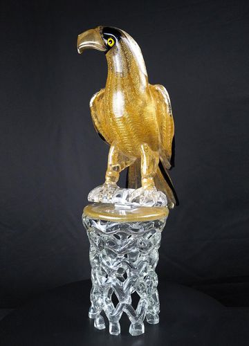 Muranoglas-Skulptur - HAWK  - Arte di Murano - Gold / handgefertigt / Made in Italy