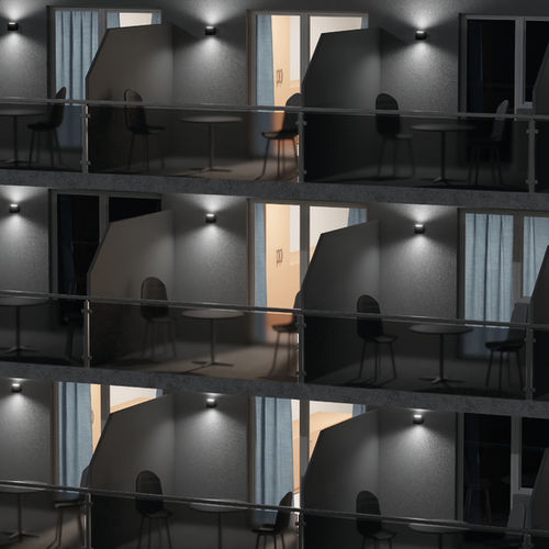 Moderne Wandleuchte - CUBIC Q - PXF LIGHTING - für Außenbereich / Aluminium / Opal