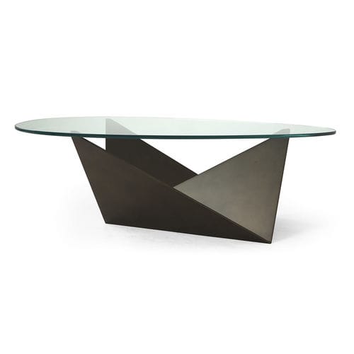 Moderner Tisch - 76-0362 LANG - Christopher Guy - Hartglas / Gestell aus Eisen / gebogen