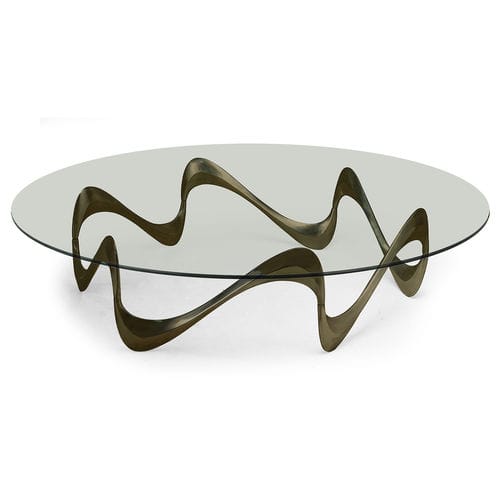 Klassischer Couchtisch - 76-0299 PARISIAN GRAFFITI - Christopher Guy - Hartglas / Gestell aus Aluminiumguss / rund