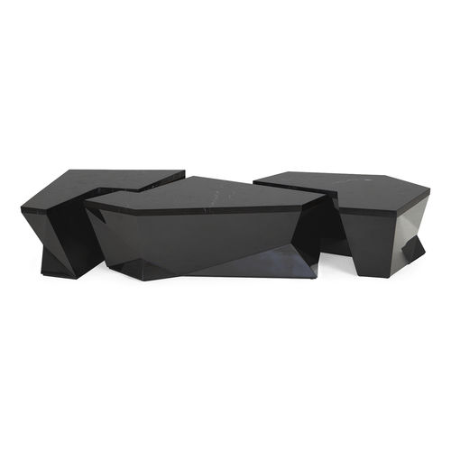 Couchtisch / originelles Design - 76-0335 ENSEMBLE - Christopher Guy - Marmor / Gestell aus Mahagoni / modular