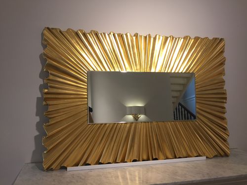 Wandmontierter Spiegel - RUFFLE - Christopher Guy - modern / rechteckig / blattvergoldetes Holz