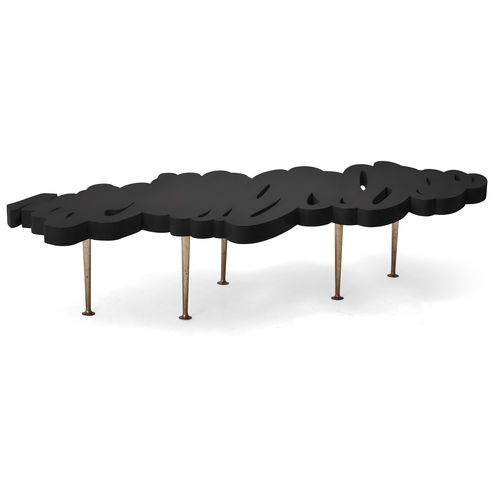 Couchtisch / originelles Design - 76-0408 MORAND - Christopher Guy - Mahagoni / Kunststein / Gestell aus Messing