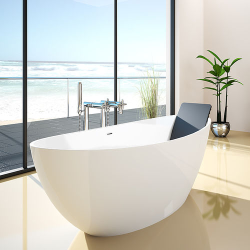 Ovale Badewanne - NAMUR: 4400 - HOESCH - freistehend / Mineralguss / weiß