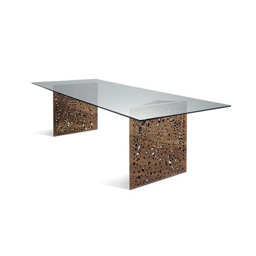 Designtisch / originell - RIDDLED  - CASAMANIA HORM - Holz / Hartglas / Gestell aus Holz