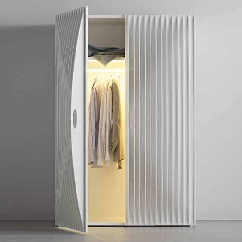 Kleiderschrank / originelles Design - BLEND  - CASAMANIA HORM - Spanplatte / MDF / mit Schwingtür