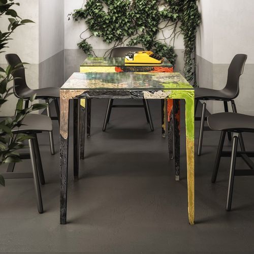 Bistrotisch - REMEMBERME  - CASAMANIA HORM - originelles Design / Glas / Harz