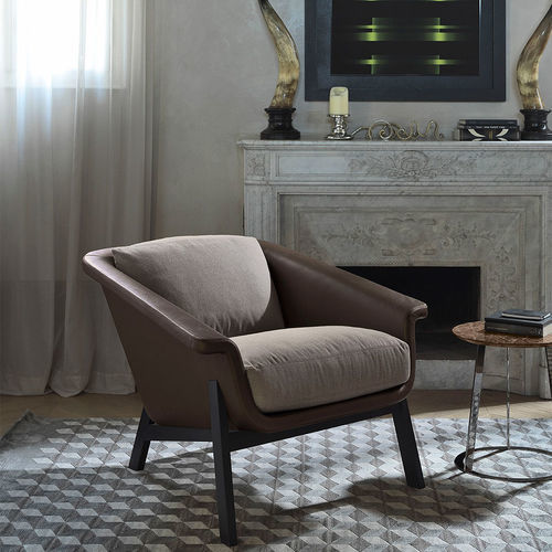 Moderner Sessel - SIENNA - CASAMANIA HORM - Leder / Stoff / Holz