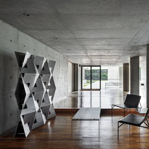 Paravent / originelles Design - Quadror  - CASAMANIA HORM - Ebenholz / gebürstetes Metall / von Dror Benshetrit