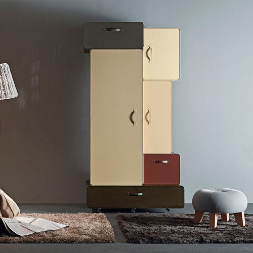 Modul-Kleiderschrank - VALISES - CASAMANIA HORM - originelles Design / Holzfurnier / Leder