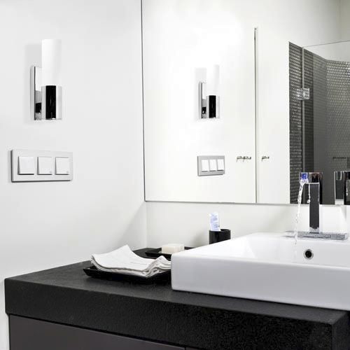 Moderne Wandleuchte - DRESDE ON  - Leds-C4 - Stahl / Vorderseite aus Hartglas / zylinderförmig