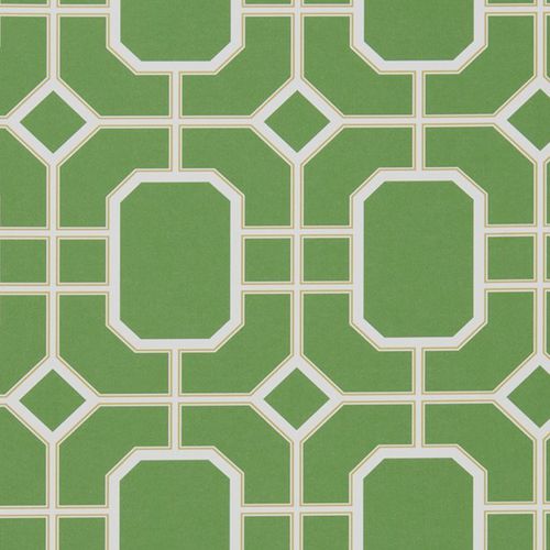 Klassische Tapete - PAGEANT : PAVILION - JIM THOMPSON - geometrisches Muster / grau / blau