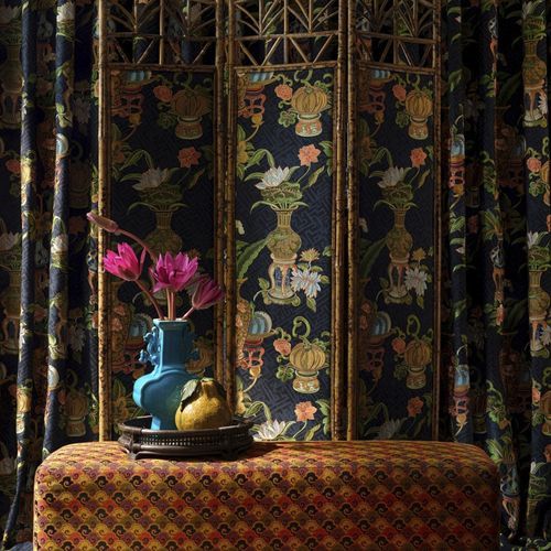 Stoff für die Innenarchitektur - ODYSSEY II - JIM THOMPSON - Blumenmotiv / Streifenmuster / Szenenmotiv