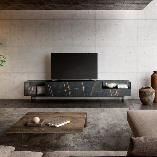Modernes Fernsehmöbel - 36e8 - LAGO - mit integriertem Stauraum / Metall / lackiertes Holz