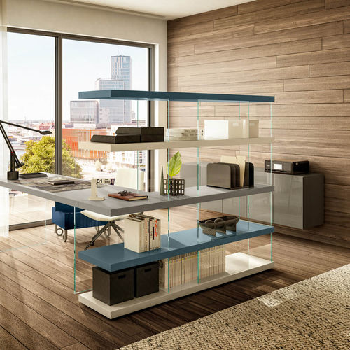Modernes Bücherregal - Air  - LAGO - lackiertes Holz / Glas / maßgefertigt