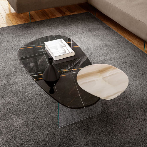 Moderner Couchtisch - Blendie  - LAGO - Glas / Marmor / Gestell aus Glas