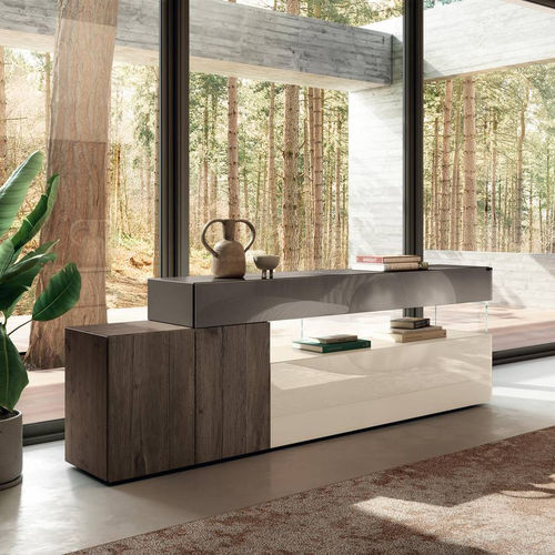 Modernes Sideboard - 36e8 - LAGO - Holz / Aluminium / Glas