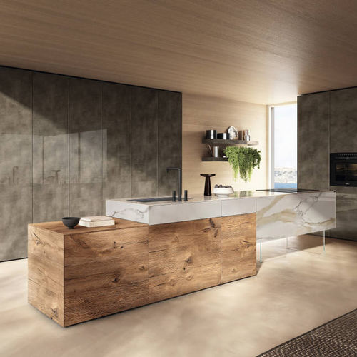 Moderne Küche - 36e8 - LAGO - lackiertes Holz / Glas / Marmor