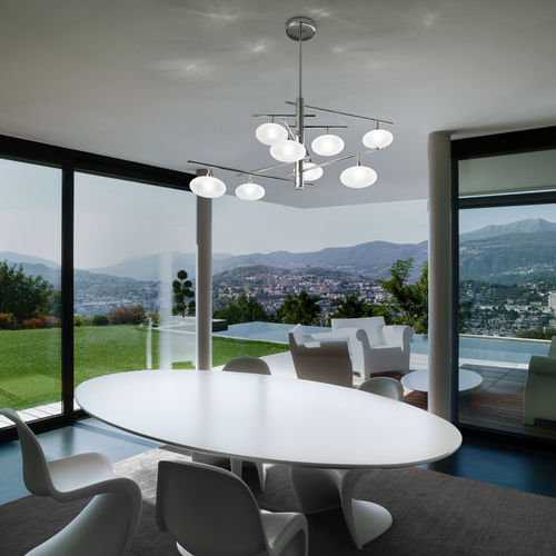 Moderner Kronleuchter - DOLCE - METAL LUX - Glas / aus verchromtem Metall / 6 Glühbirnen