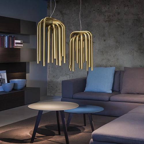 Hängelampe - PIPES - Karboxx - Aluminium / originelles Design / mit Kabel