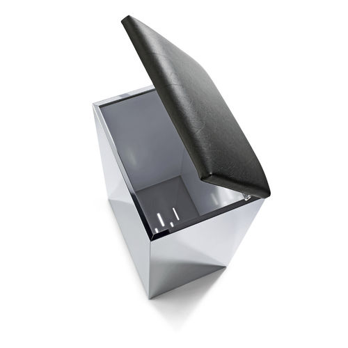 Moderner Hocker - CASE HK 2 - Decor Walther Einrichtungs GmbH - Kunstleder / Gestell aus Stahl / Gestell aus rostfreiem Edelstahl