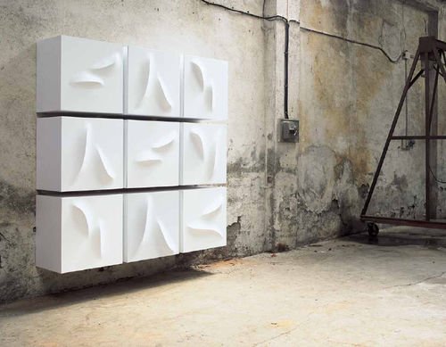Wandmontiertes Sideboard - RIFLESSO D’ONDA - minottiitalia - modern / Holz / lackiertes Holz
