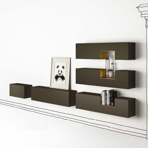 Moderne Wohnwand - TREDI - minottiitalia - lackiertes Holz