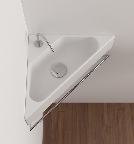 Wand-Waschbecken - MISURA - Falerii - Keramik / mit integriertem Handtuchhalter / für Eckeinbau