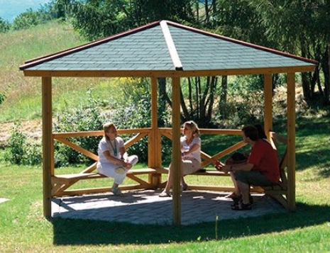 Holzpavillon - 3.502  - TLF srl - Stahl / Holzdach / mit Holzstruktur