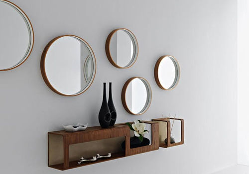 Wandmontierter Spiegel - RUBIOS - Flai - modern / rund / Holz