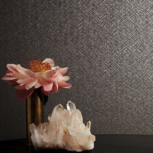 Moderne Tapete - FLORIS : MITZI - ROMO - Motiv / Stoffoptik / grau