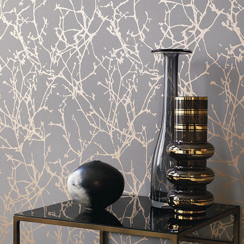 Moderne Tapete - LOMASI : ARBOR - ROMO - Motiv / Stoffoptik / grau