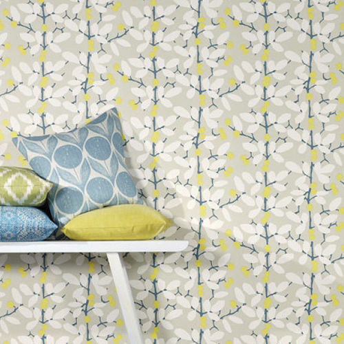 Moderne Tapete - ORVIETO : ILSA - ROMO - Blumenmotiv / Stoffoptik / grau