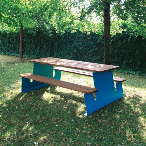 Moderner Picknicktisch - WAVE - CITY DESIGN - galvanisiertem Stahl / Holz / Gestell aus galvanisiertem Stahl