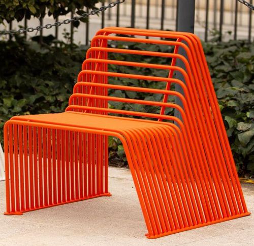 Moderner Sessel - OBLIQUE S - CITY DESIGN - galvanisiertem Stahl / galvanisiertem Stahl / weiß
